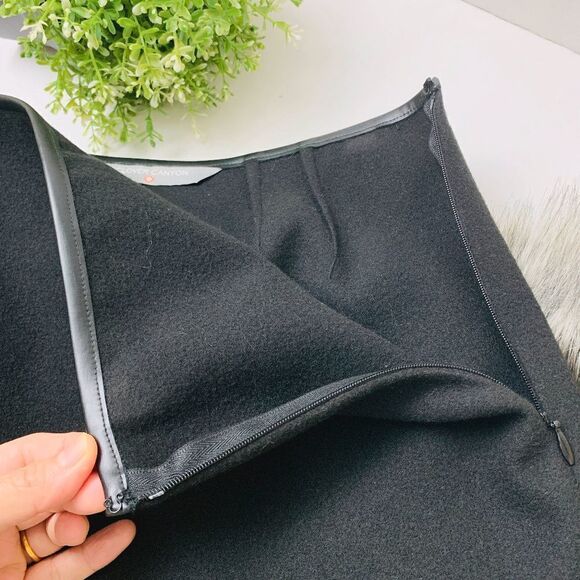 Clover Canyon Midi Skirt Faux Fur Trim Black - Picture 7 of 8